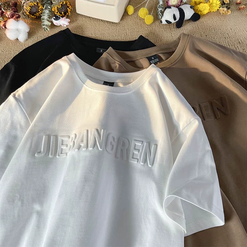 Хлопковая летняя трендовая спортивная футболка с коротким рукавом с круглым воротником для отдыха, подходит для подростков