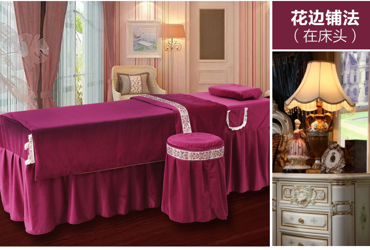 High-end vẻ đẹp hoàn vũ bedspread denim Hàn Quốc phiên bản màu bông pháp trị liệu massage bedspread khử trùng rắn có thể được tùy chỉnh dày - Trang bị tấm ga trải giường gội đầu