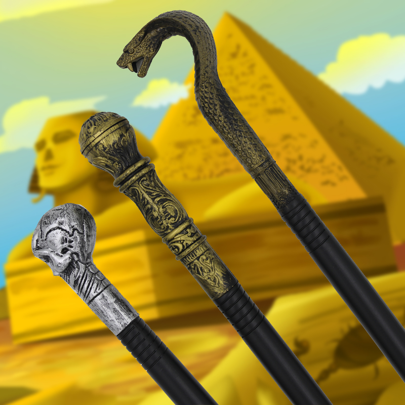 Halloween Adult child cosplay Egyptian pharaoh King scepter Magic Wand Skull Snake head cane