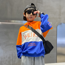 Spring Dress Splicing Collision color Lianhood boy 2021 new Korean version of the Korean version of the Ocean Qi Alphabet Tide