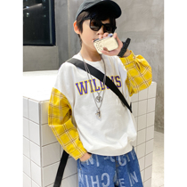 2021 new spring loaded collared printed round collar sweatshirt boy Korean version individuality foreign air relaxed CUHK child blouses