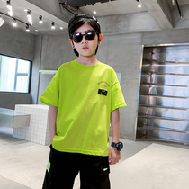 Children Summer Dress Round collar Short sleeves Male 2021 New Korean version Ocean Gas Loose Printed T-shirt CUHK Child Half Sleeve Trend