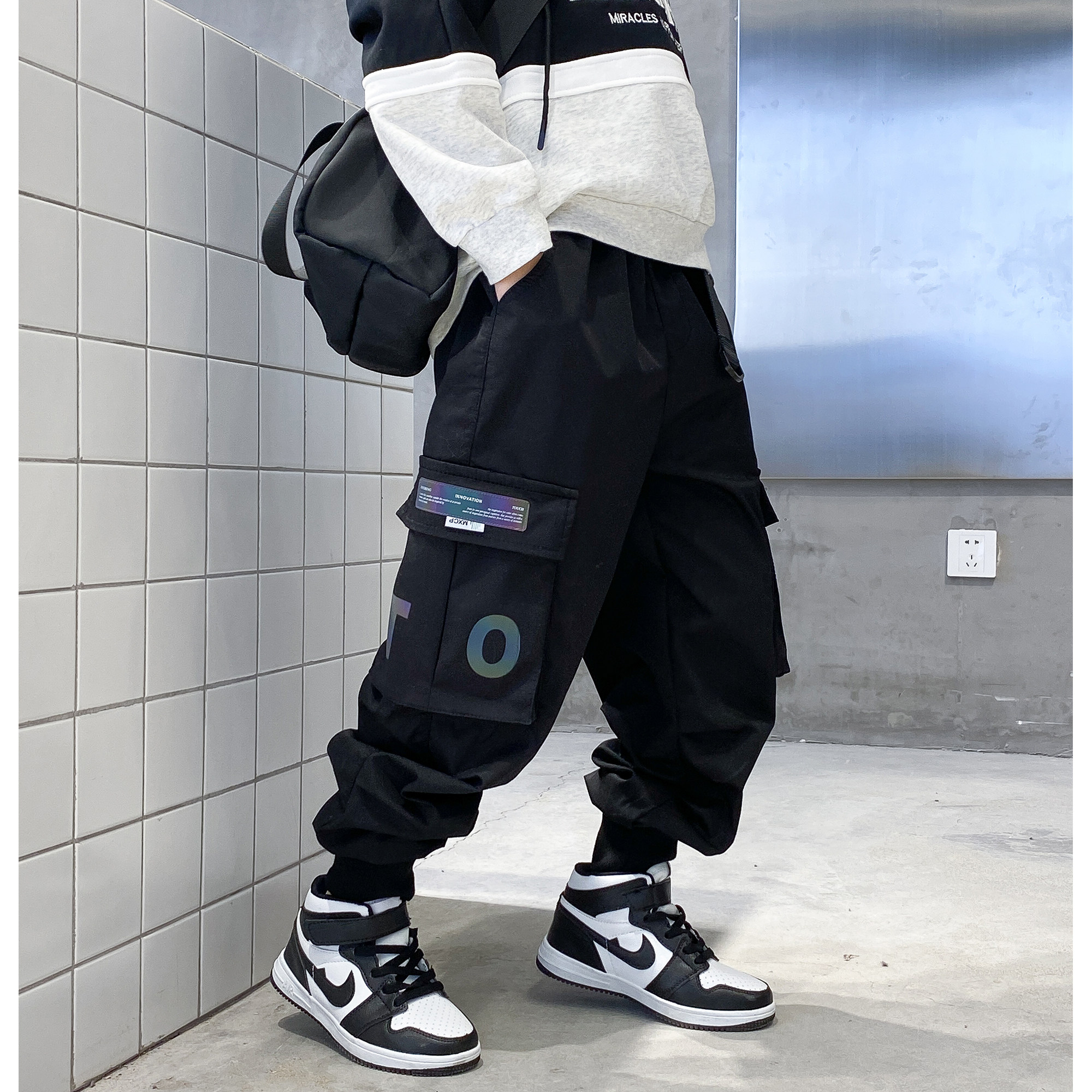 Boy's clothing pants 2021 new trends Relaxed Black Days Ensemble Casual Pants CUHK Scouts for children Spring and autumn clothing Long pants