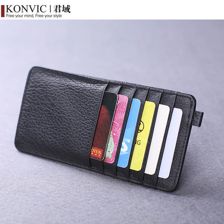 The real leather long 12 - bit bag head skink jacket thin large - capacity card package men and women business compact