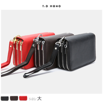 First layer cowhide handbag mobile phone bag key coin purse ID card passbook passport three zipper mens and womens handbags