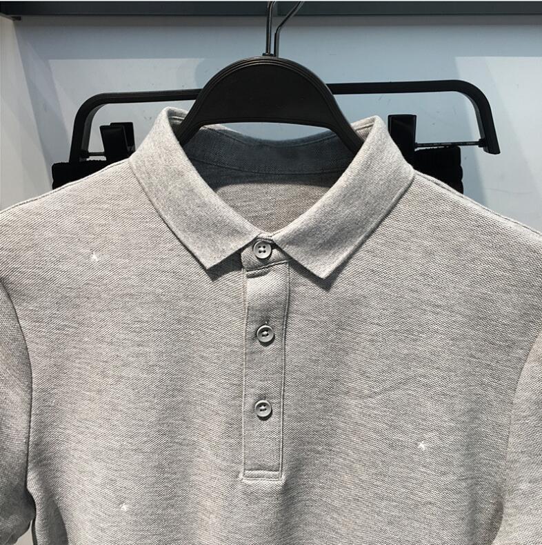 Đàn ông nguyên bản mùa hè thêu thiên nga màu xám thời trang áo sơ mi POLO thanh niên tay áo ngắn T 桖 B1DB92234 - Polo polo áo