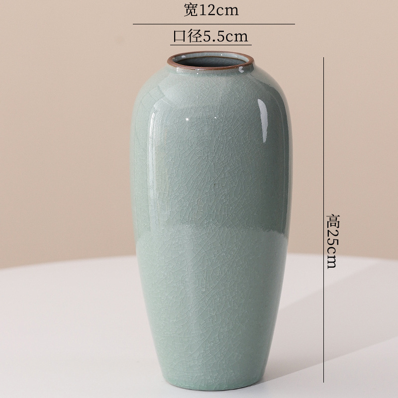 Ge Kiln Vase with Crackle Glaze, Song Dynasty Aesthetic Ceramic, Chinese Retro Decorative Vase, Flower Arrangement Ornament, Hydroponic Flower Vessel