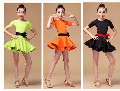 Young children Latin dance dress for girls dancing clothes young children to perform girls dance dress rehearsal clothes
