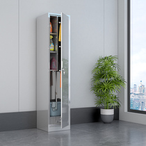  Single and double door cleaning supplies tool storage cabinet Steel iron household hygiene cabinet Stainless steel cleaning cabinet Balcony