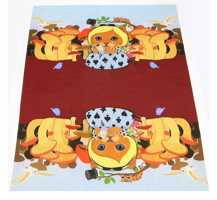 Sáu con mèo dễ thương tốt lành giả sợi tơ vải gối khăn trải bàn phòng ngủ rèm handmade tự làm túi vải vải da cá 100 cotton