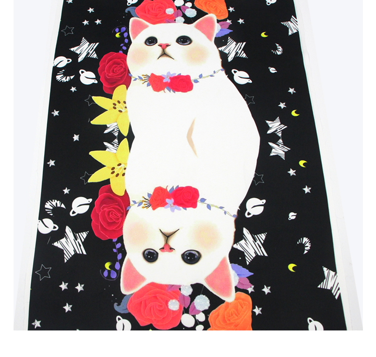 Sáu con mèo dễ thương tốt lành giả sợi tơ vải gối khăn trải bàn phòng ngủ rèm handmade tự làm túi vải vải da cá 100 cotton