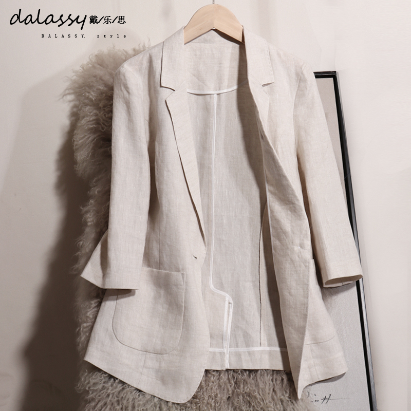 Pure Linen Blazer for Women, Thin Summer New Style, Linen-Cotton Small Suit, Women's Top, Suit Set 2026