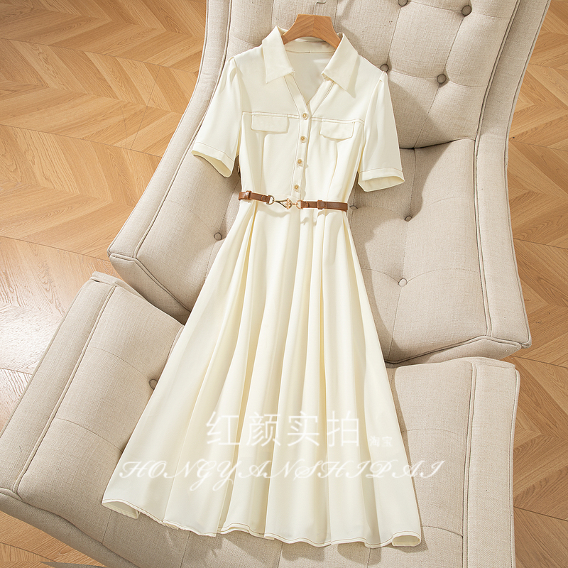 Shirt Dress for Women, Summer 2026, New French Style, Elegant Design, Niche, High-End, Exquisite, Waist-Cinching, Slimming Dress