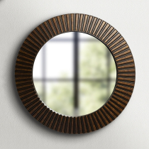 Brown mirror European American round mirror Wall mirror Bathroom mirror Bathroom mirror Dressing mirror Decorative mirror Makeup mirror