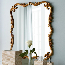French simple old vintage gold makeup mirror Entrance decorative mirror Bedroom square dressing mirror Carved bathroom room mirror