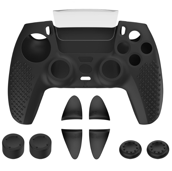 товар из китая ps5手柄保护套p5游戏手柄防滑硅胶套摇杆帽扳机按键防尘壳带颗粒 OTHER