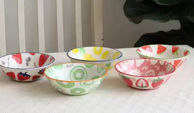 Japanese Hare fruit series ceramic tableware strawberry underglaze color bowl lemon ceramic plate