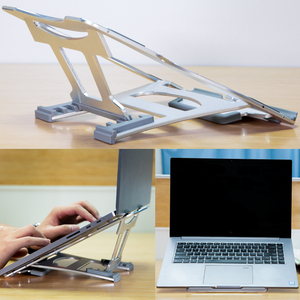 可调节铝合金笔记本支架桌面颈椎办公室手提电脑升降便携托架散热器增高底座折叠式简约苹果Mac懒人支撑架子