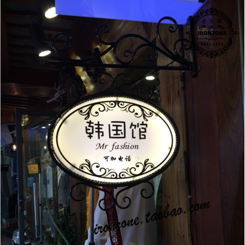 Outdoor door head led shop recruiting shop creative oval clothing milk tea shop sign billboard outdoor light box custom
