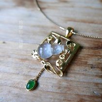 (Zhe Xicui Xuan · Inlay) 18K gold classical Jade gourd pendant inlay map