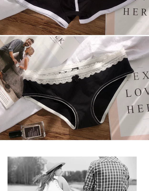 Các cặp vợ chồng đồ lót cotton phù hợp với vài người đàn ông và phụ nữ bông đồ lót đồ lót sexy ren quần boxer shorts quan lot nam