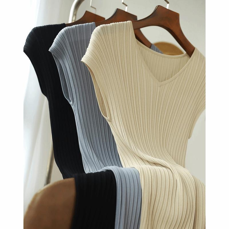 Elastic, Stylish, High-End Knitted Dress for Women, 2026 Summer New Style, Petite Ice Silk Bodycon Dress