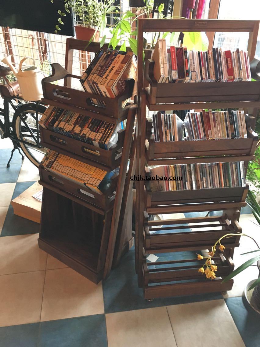 Audiophile audio professional oblique rack display rack Full solid wood walnut CD display rack Spot freight self-care