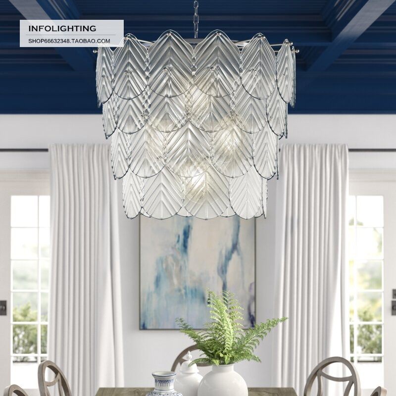 North Carolina Meijia India imported modern glass leaf chandelier simple dining room living room decorative lamps