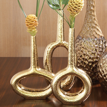 North Carmecca Modern gold round hole ceramic vase creative living room flower arrangement ornament decorative crafts