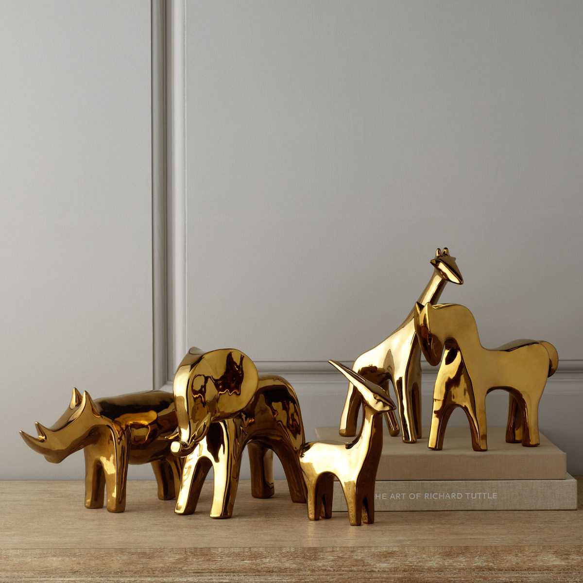 North Carolina American Home Simple Modern Golden Elephant Animal Family Sculpture Living Room Handicraft Decoration Ornament