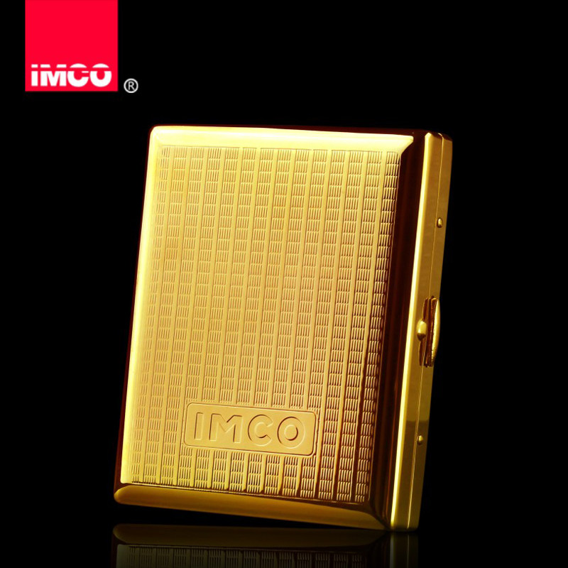 IMCO loves cool pure copper personality cigarette box 20 clothes ultra-thin portable clamshell metal incense smoke box anti-pressure men's gold