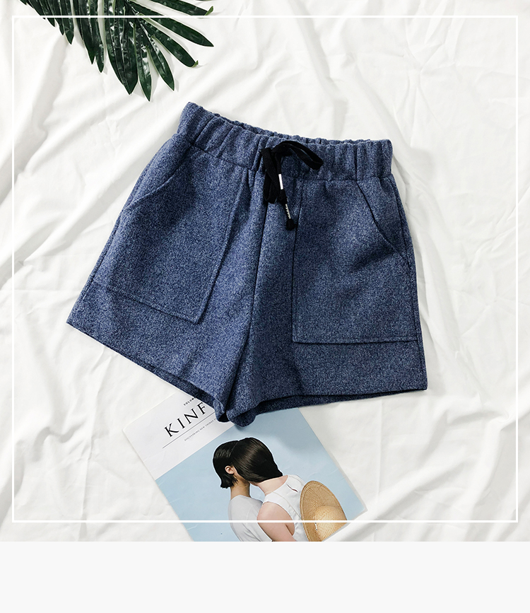 Quần short cạp cao nữ mặc mùa thu đông 2018 mẫu quần lọt khe Quần dài phiên bản Hàn Quốc của quần thun có dây rút rộng ngang chân quần thể thao nữ 
