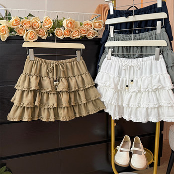 Ballet-Style Ruffled Patchwork Puffy Skirt for Women, Summer 2025, Drawstring Tie, High-Waisted A-Line Tiered Cake Skirt