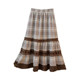 French lace stitching hollow contrast plaid skirt for women autumn 2025 high waist A-line loose cake long skirt
