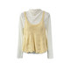Gentle wind ear-hemmed half-high collar long-sleeved lace shirt for women spring 2026 layered hollow knitted camisole suit