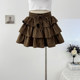 French style ruffled drawstring lace-up puffy skirt summer 2025 hot girl pleated A-line tiered cake skirt