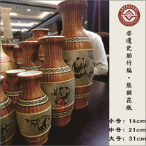 Intangible cultural heritage bamboo panda vase bamboo silk buckle porcelain ornaments handicrafts Chengdu cultural and creative conference visit gifts