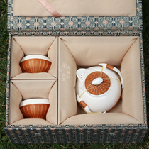Porcelain body bamboo woven cup bamboo silk buckle porcelain tea set hand woven tea cup Chengdu special gift