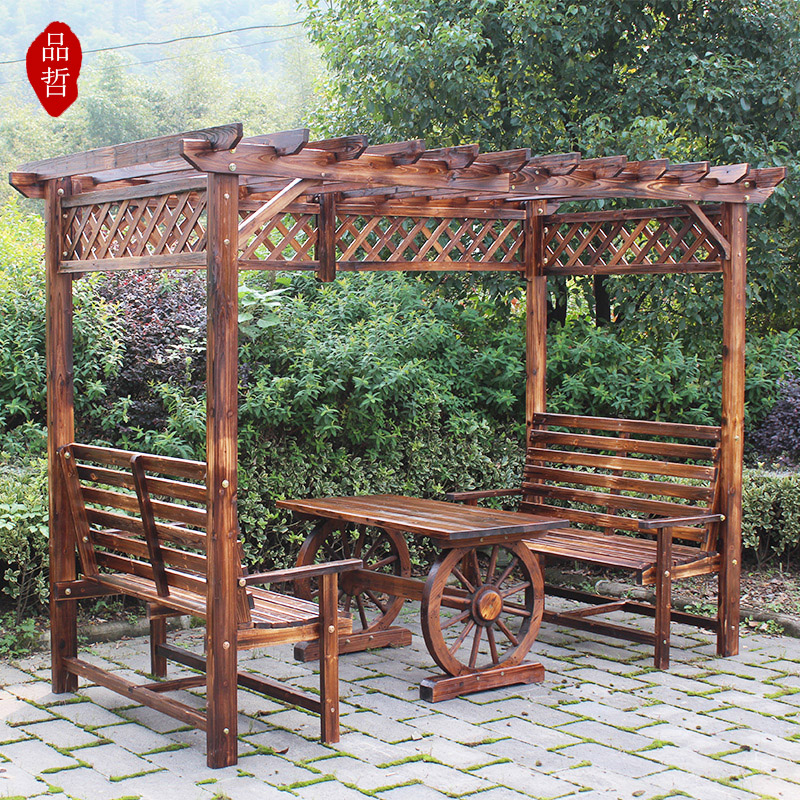 Grape Shelf Embalming Wood House Cold Pavilion Solid Wood Flower Racks Outdoor Furniture Patio Table And Chairs Garden Climbing Rattan