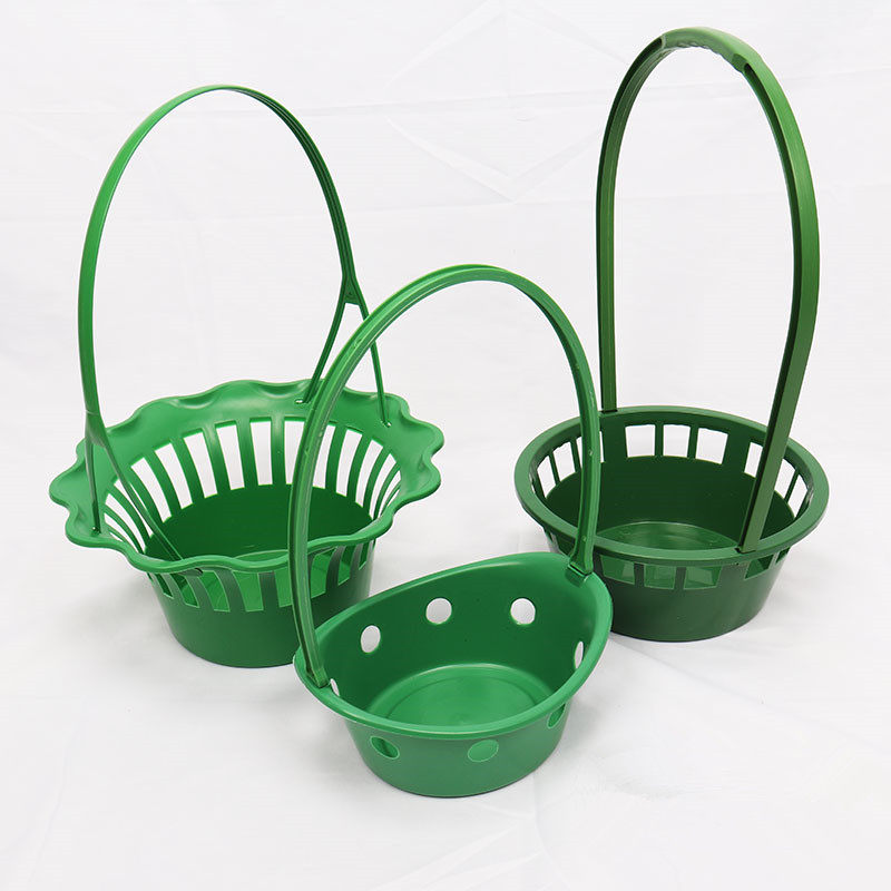 Qingming hand-held flower basket flower shop with plastic flower basket flowers fruit gift basket hollow flower basket flower material
