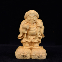 Yueqing boxwood carving big black sky Buddha gate guardian God Seven blessing god of wealth enshrined Buddha statue lucky and prosperous shaking sound section