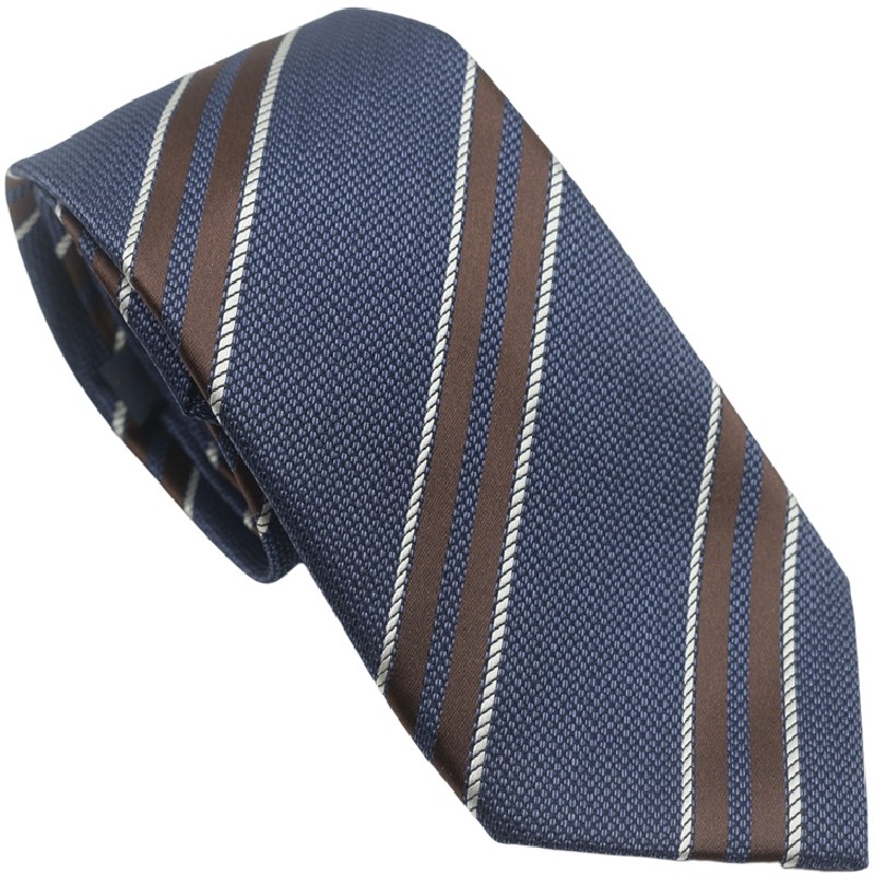 Retro Brown Blue Patterned Stripesd Tie 8cm Men's Formal Business Casual Groom Wedding Host Tie