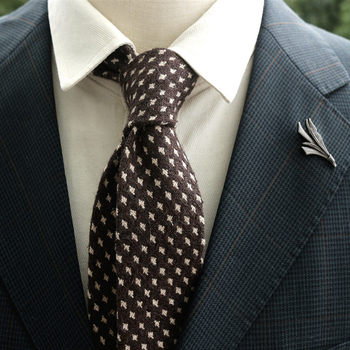 Men's and Women's Retro Casual Wool Tie 6cm Plaid Coffee Color Green Woolen 7cm Blue Gray Solid Color British Formal Wear