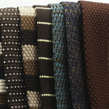 5.5cm Coffee-Colored Blue Series Men's Flat Knitted Tie Women's Korean Style Retro Casual British Striped Work Tie