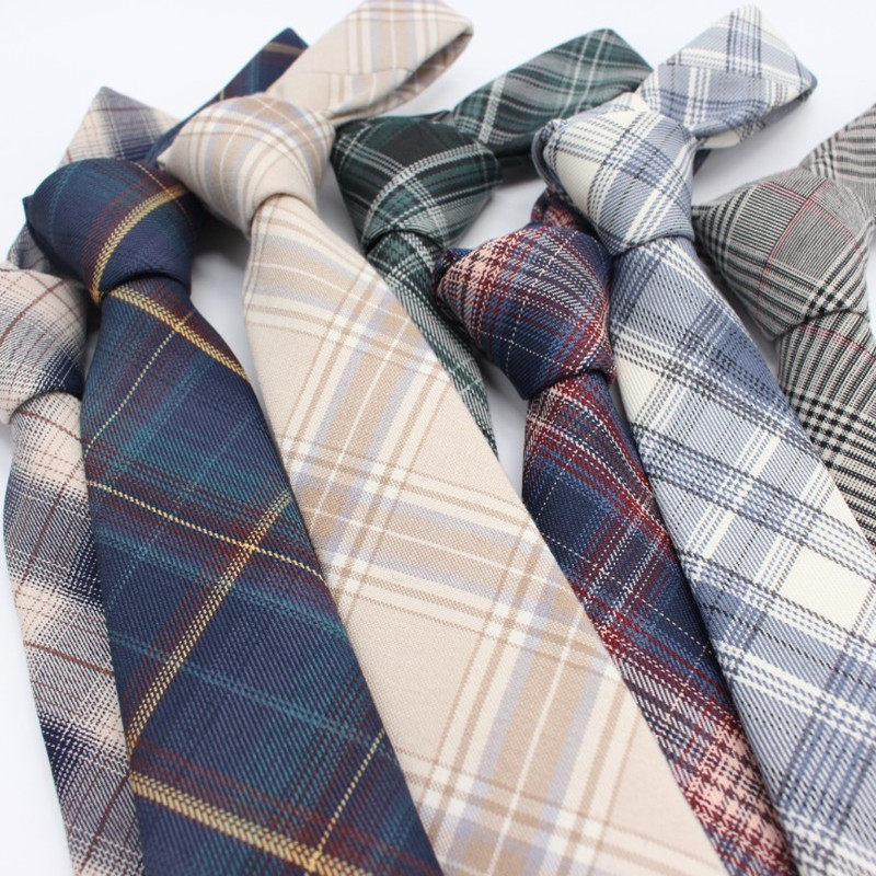 Unisex Japanese style Korean narrow version retro British style student fashion casual plaid striped work JK tie 6cm
