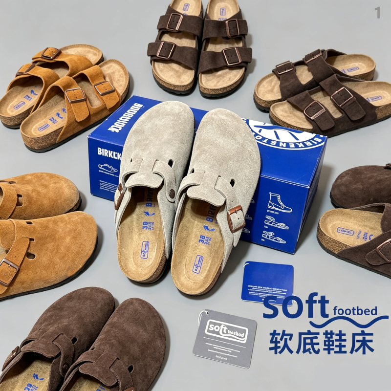 2026 New Birkenstock Shoes for Women and Men, Same Style, Thick-Soled, Closed-Toe, Half-Slipper, Genuine Leather, Cork Sole, Casual Slip-On, Summer Birkenstock