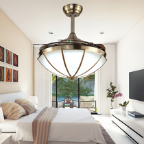 New all-copper American LED fan chandelier silent frequency conversion home living room lamp bedroom restaurant fan chandelier