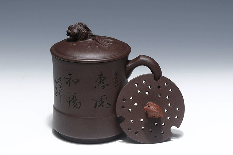 Ngăn cá vàng cốc cát màu tím Yixing quặng thô cốc trà nguyên chất thủ công bộ lọc bộ lọc bộ trà cửa hàng - Trà sứ