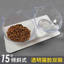 Cat Ears Pet Bowl Pitched Cat Bowl Double Bowl cat Cat Food Basin Cat Food Pot pooch Mini Dog Kitty