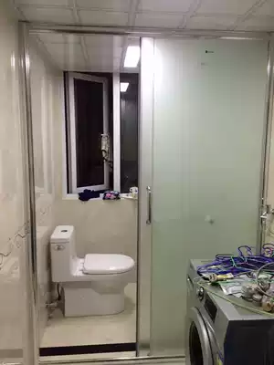 Bathroom partition sliding door flat shower room screen aluminum alloy tempered glass partition